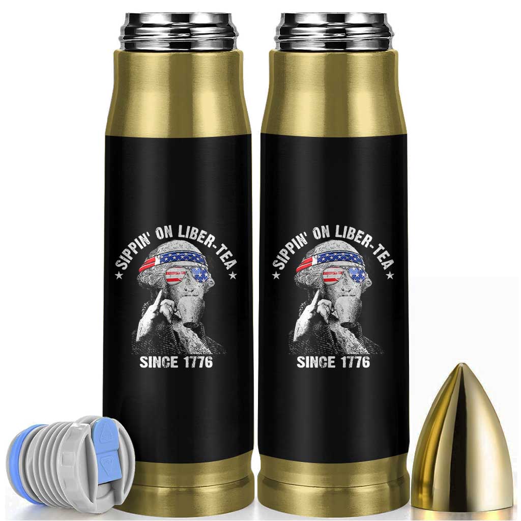 Funny George Washington Bullet Tumbler 4th Of July Sippin On Liber Tea Liberty American Flag 1776 - Wonder Print Shop
