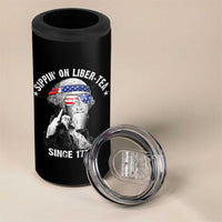 Funny George Washington 4 in 1 Can Cooler Tumbler 4th Of July Sippin On Liber Tea Liberty American Flag 1776 - Wonder Print Shop