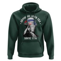 Funny George Washington Hoodie 4th Of July Sippin On Liber Tea Liberty American Flag 1776 - Wonder Print Shop