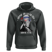 Funny George Washington Hoodie 4th Of July Sippin On Liber Tea Liberty American Flag 1776 - Wonder Print Shop