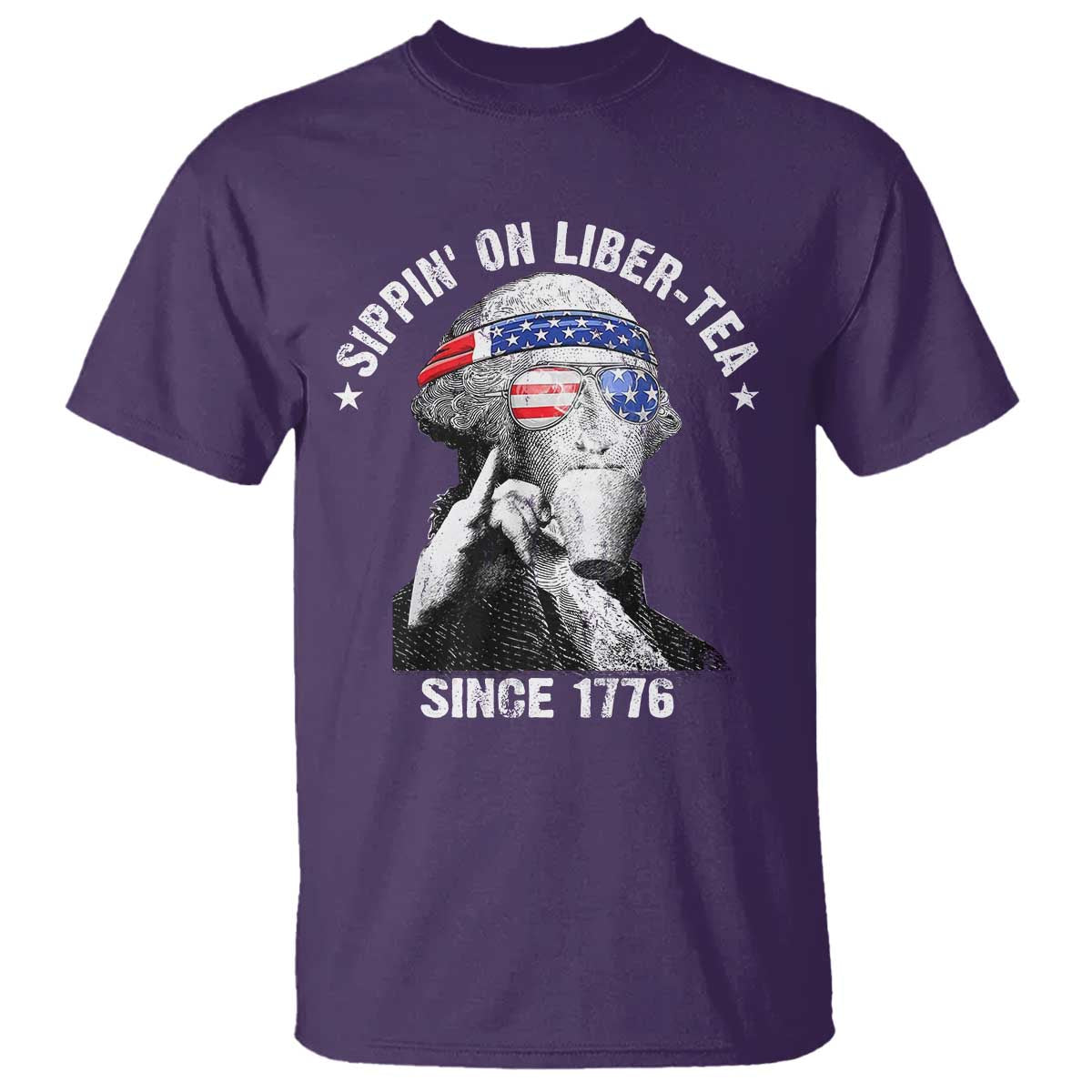 Funny George Washington T Shirt 4th Of July Sippin On Liber Tea Liberty American Flag 1776 - Wonder Print Shop