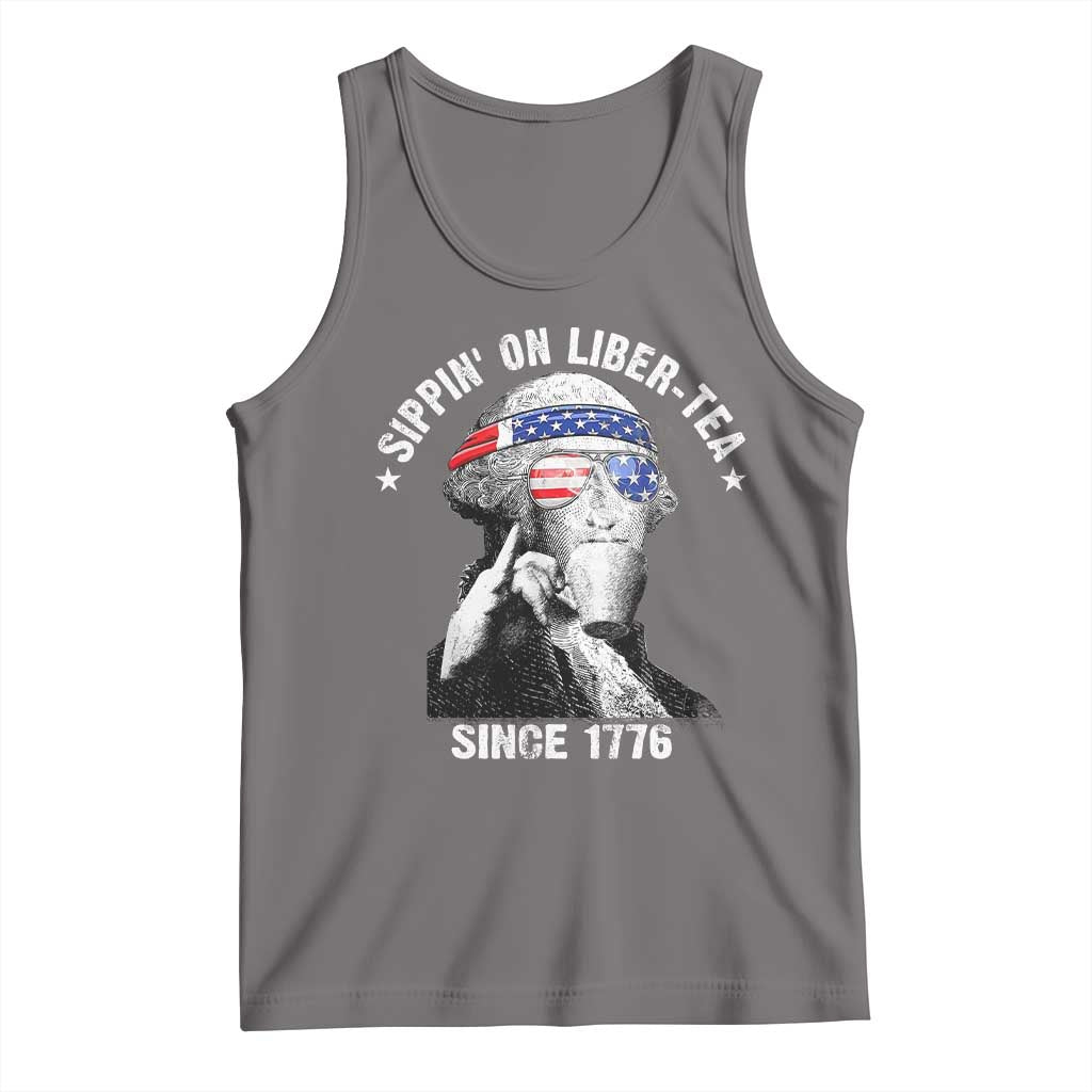 Funny George Washington Tank Top 4th Of July Sippin On Liber Tea Liberty American Flag 1776 - Wonder Print Shop