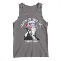 Funny George Washington Tank Top 4th Of July Sippin On Liber Tea Liberty American Flag 1776 - Wonder Print Shop