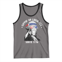 Funny George Washington Tank Top 4th Of July Sippin On Liber Tea Liberty American Flag 1776 - Wonder Print Shop