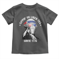 Funny George Washington Toddler T Shirt 4th Of July Sippin On Liber Tea Liberty American Flag 1776 - Wonder Print Shop