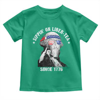Funny George Washington Toddler T Shirt 4th Of July Sippin On Liber Tea Liberty American Flag 1776 - Wonder Print Shop