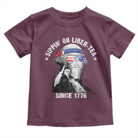Funny George Washington Toddler T Shirt 4th Of July Sippin On Liber Tea Liberty American Flag 1776 - Wonder Print Shop