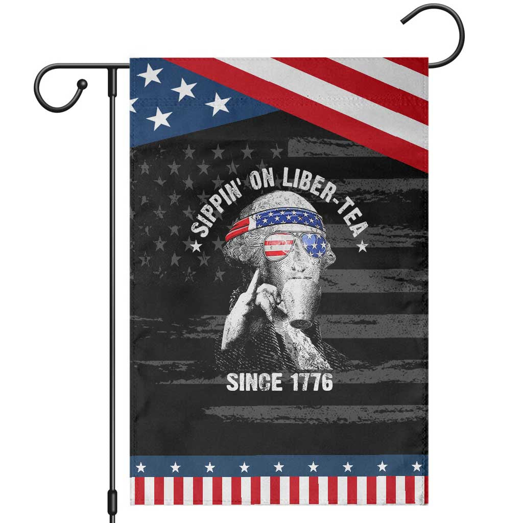 Funny George Washington Garden Flag 4th Of July Sippin On Liber Tea Liberty American Flag 1776