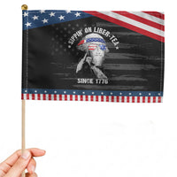 Funny George Washington Patriotic Handheld Flag 4th Of July Sippin On Liber Tea Liberty American Flag 1776