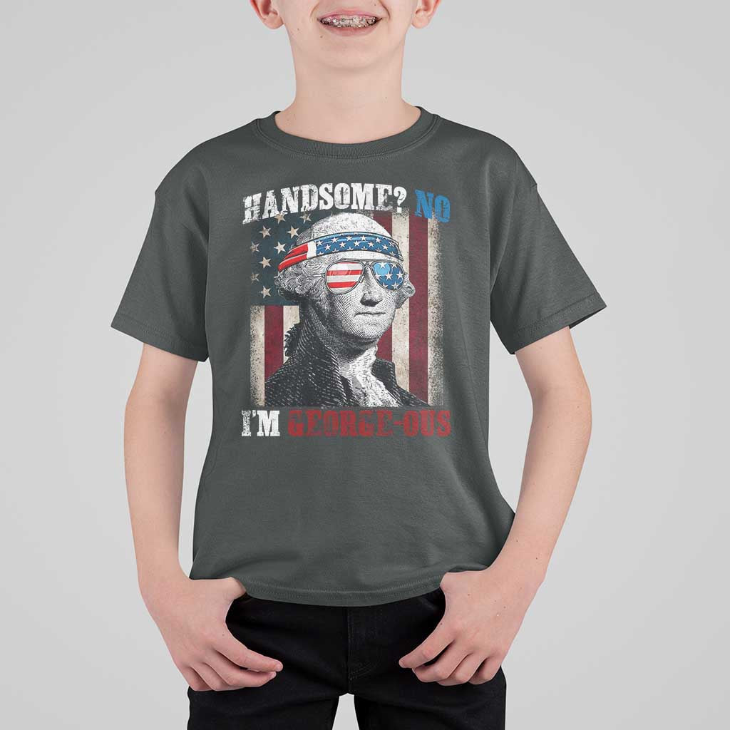 Funny 4th Of July T Shirt For Kid George Washington Handsome No Georgeous - Wonder Print Shop