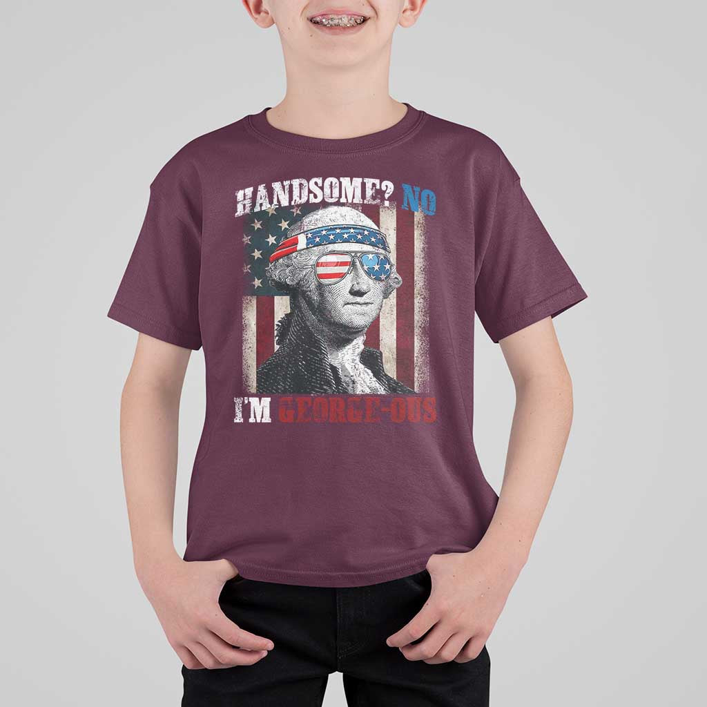 Funny 4th Of July T Shirt For Kid George Washington Handsome No Georgeous - Wonder Print Shop