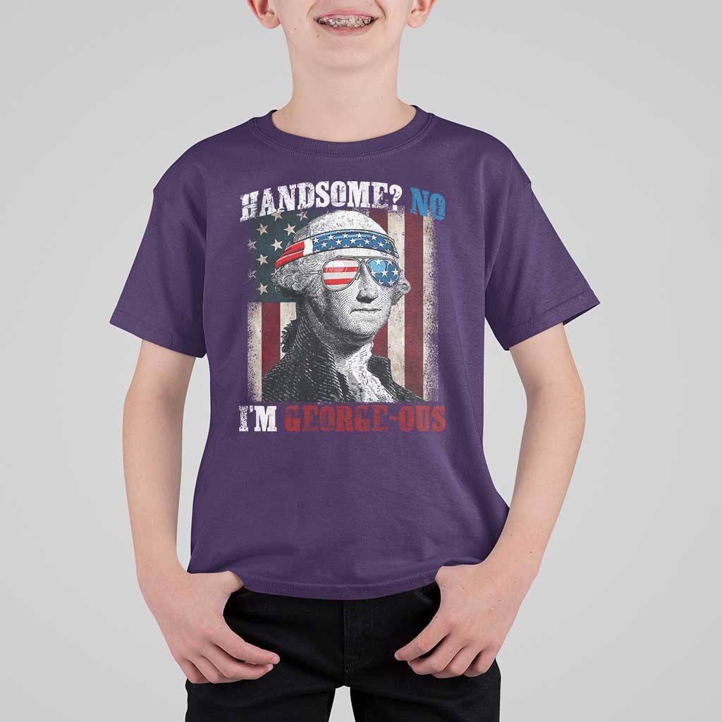 Funny 4th Of July T Shirt For Kid George Washington Handsome No Georgeous - Wonder Print Shop