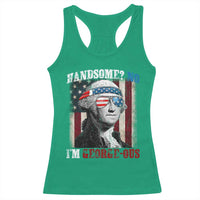 Funny 4th Of July Racerback Tank Top George Washington Handsome No Georgeous - Wonder Print Shop