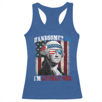 Funny 4th Of July Racerback Tank Top George Washington Handsome No Georgeous - Wonder Print Shop