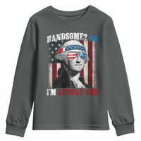 Funny 4th Of July Youth Sweatshirt George Washington Handsome No Georgeous - Wonder Print Shop