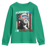 Funny 4th Of July Youth Sweatshirt George Washington Handsome No Georgeous - Wonder Print Shop