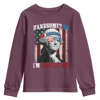 Funny 4th Of July Youth Sweatshirt George Washington Handsome No Georgeous - Wonder Print Shop
