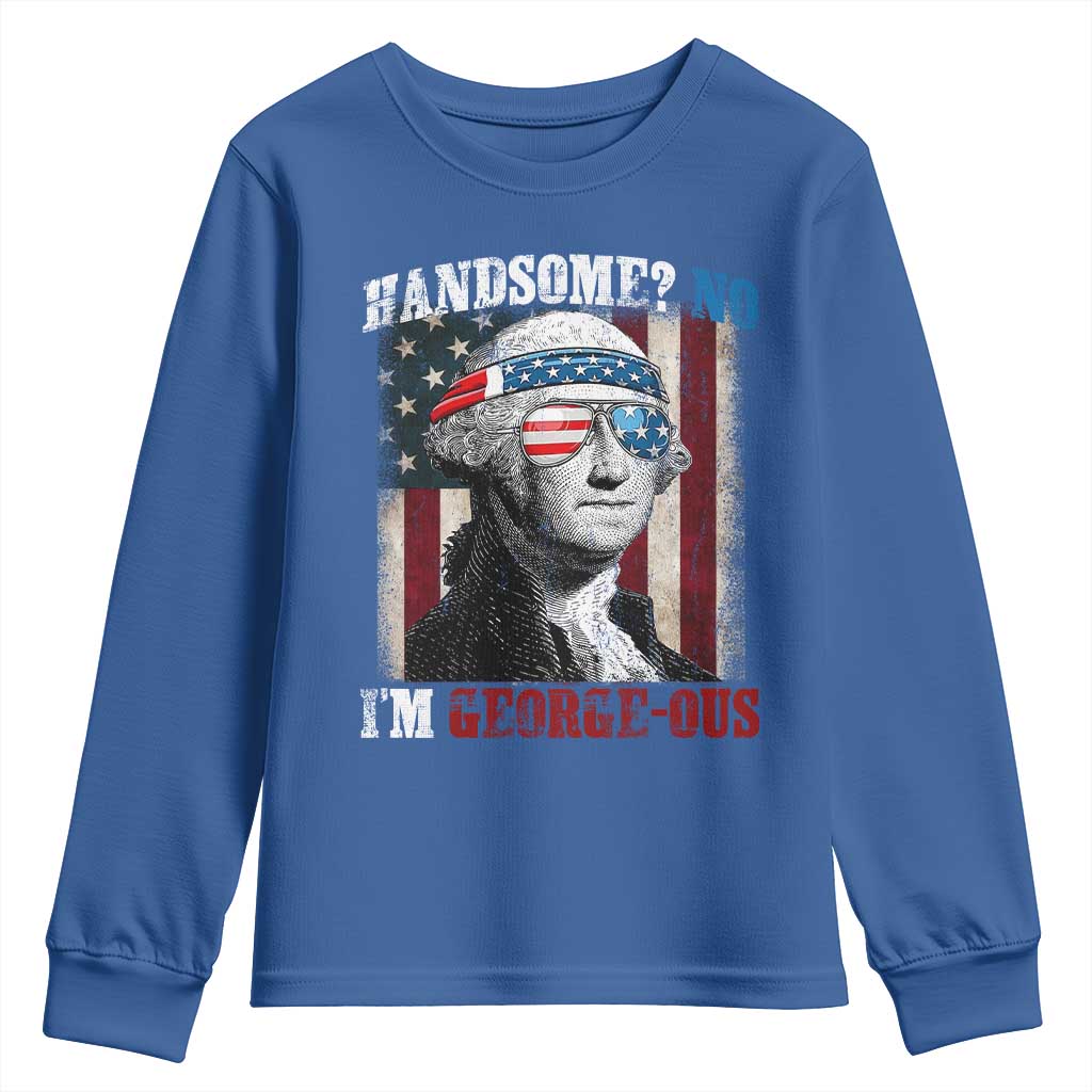 Funny 4th Of July Youth Sweatshirt George Washington Handsome No Georgeous - Wonder Print Shop