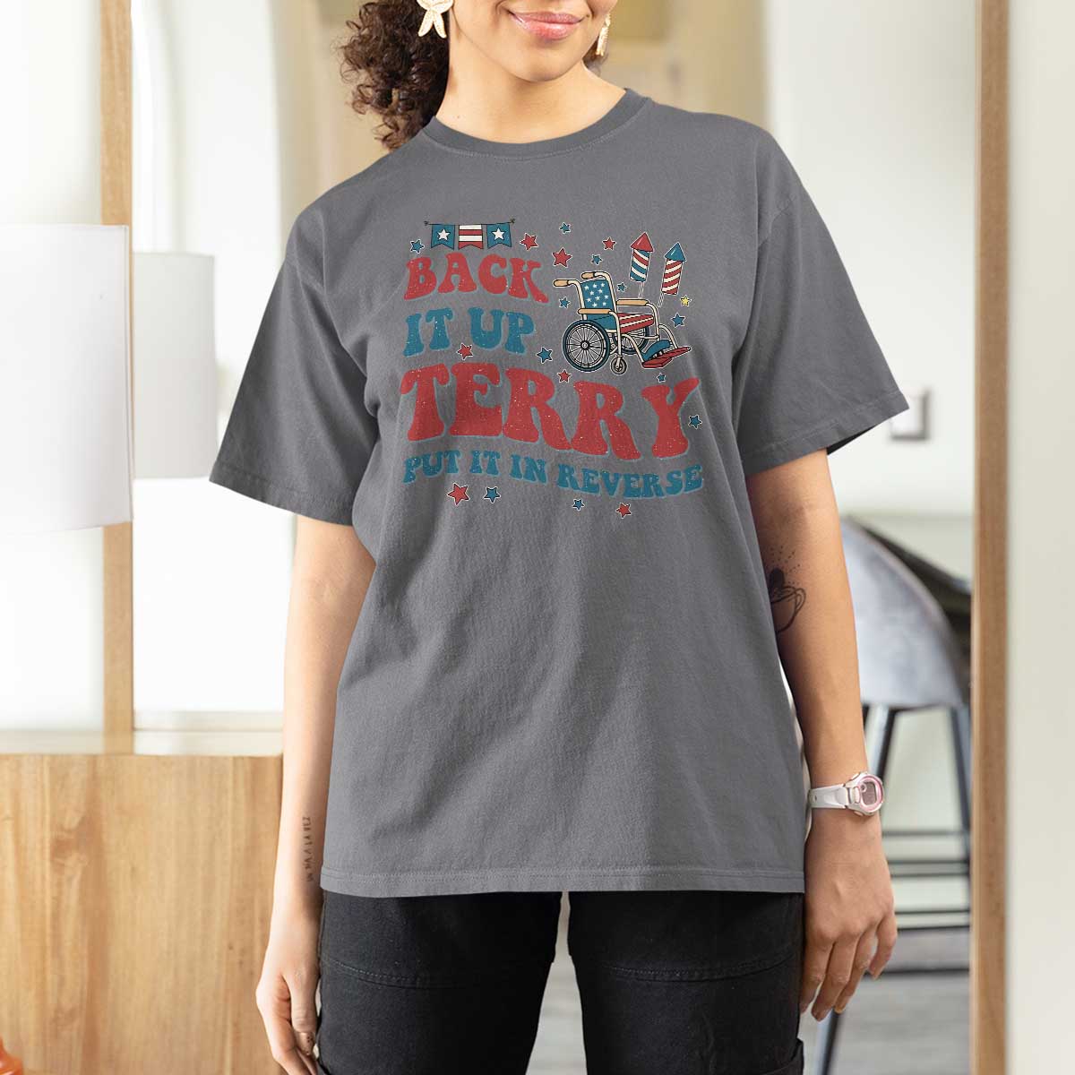 Funny 4th of July Back It Up Terry Put It In Reverse T Shirt For Women - Wonder Print Shop
