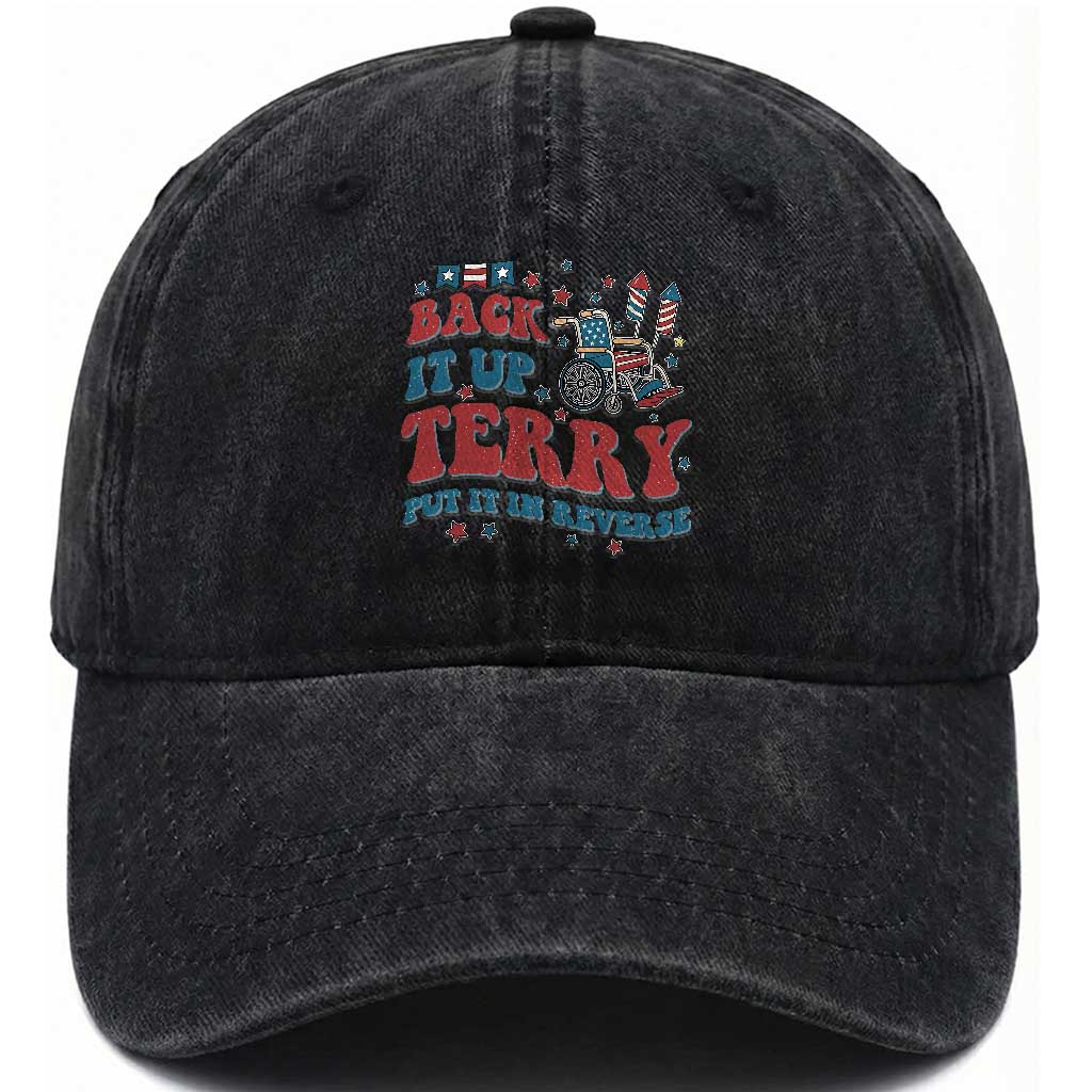 Funny 4th of July Back It Up Terry Put It In Reverse Washed Cotton Baseball Cap