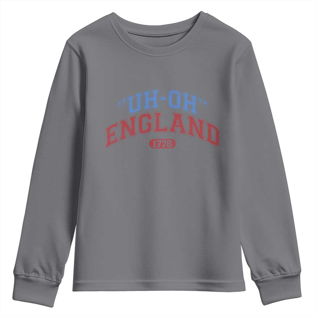 Funny 4th of July Youth Sweatshirt Uh Oh England 1776 - Wonder Print Shop