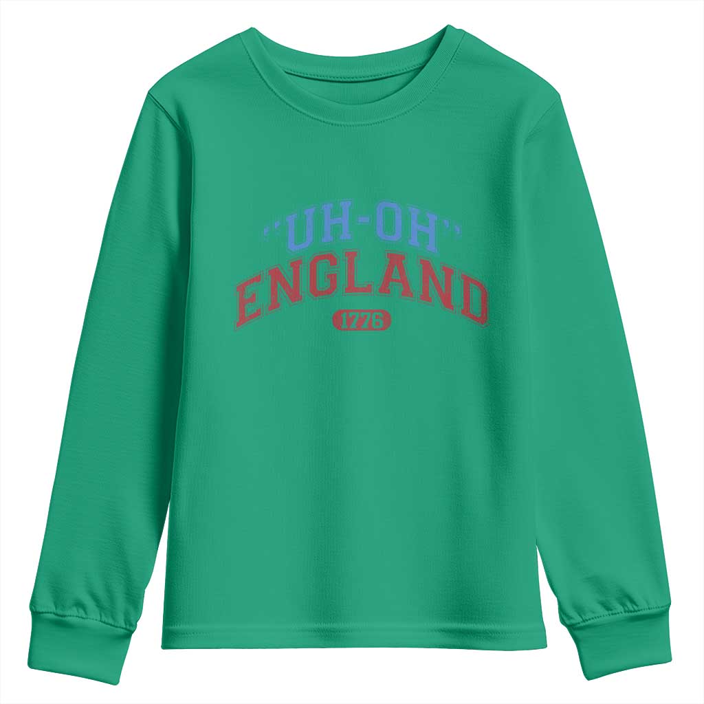 Funny 4th of July Youth Sweatshirt Uh Oh England 1776 - Wonder Print Shop