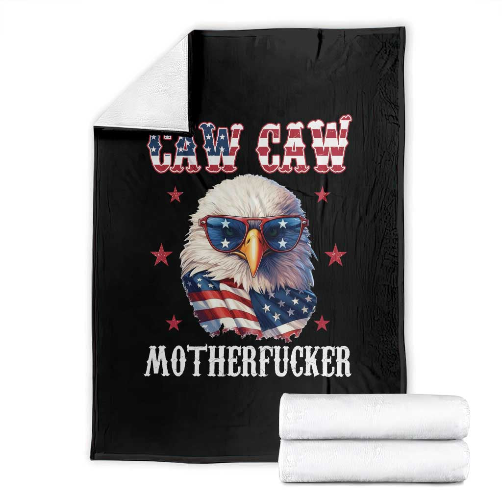 Bald Eagle Patriotic Throw Blanket Caw Caw Motherfucker American Flag - Wonder Print Shop