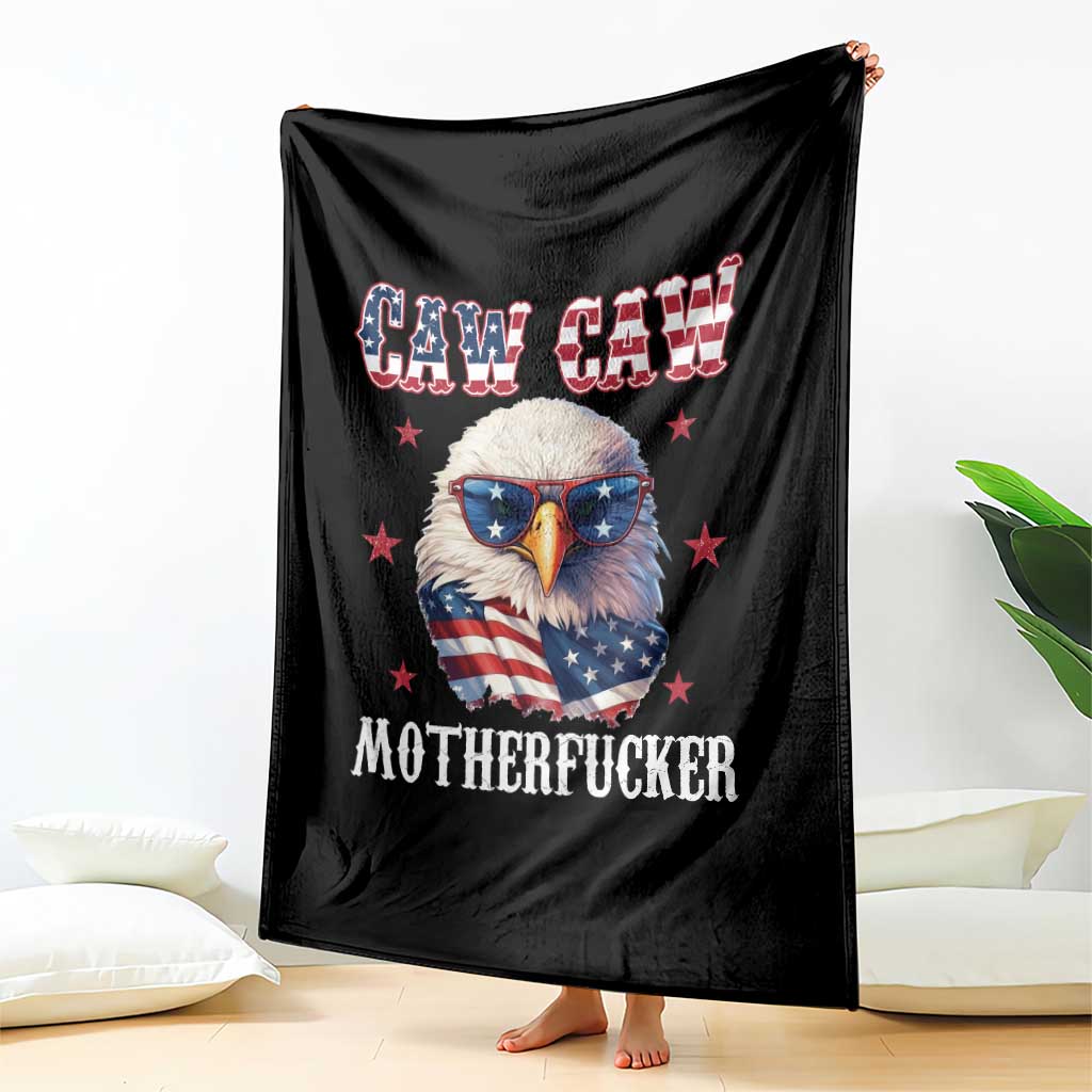Bald Eagle Patriotic Throw Blanket Caw Caw Motherfucker American Flag - Wonder Print Shop