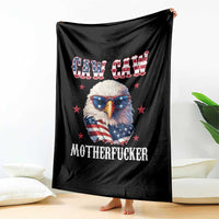 Bald Eagle Patriotic Throw Blanket Caw Caw Motherfucker American Flag - Wonder Print Shop