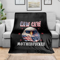 Bald Eagle Patriotic Throw Blanket Caw Caw Motherfucker American Flag - Wonder Print Shop