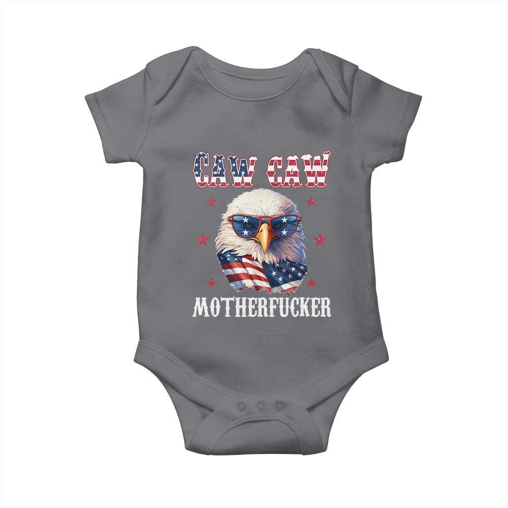 Bald Eagle Patriotic Baby Onesie Caw Caw Motherfucker American Flag - Wonder Print Shop