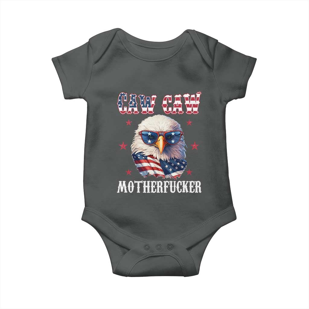 Bald Eagle Patriotic Baby Onesie Caw Caw Motherfucker American Flag - Wonder Print Shop