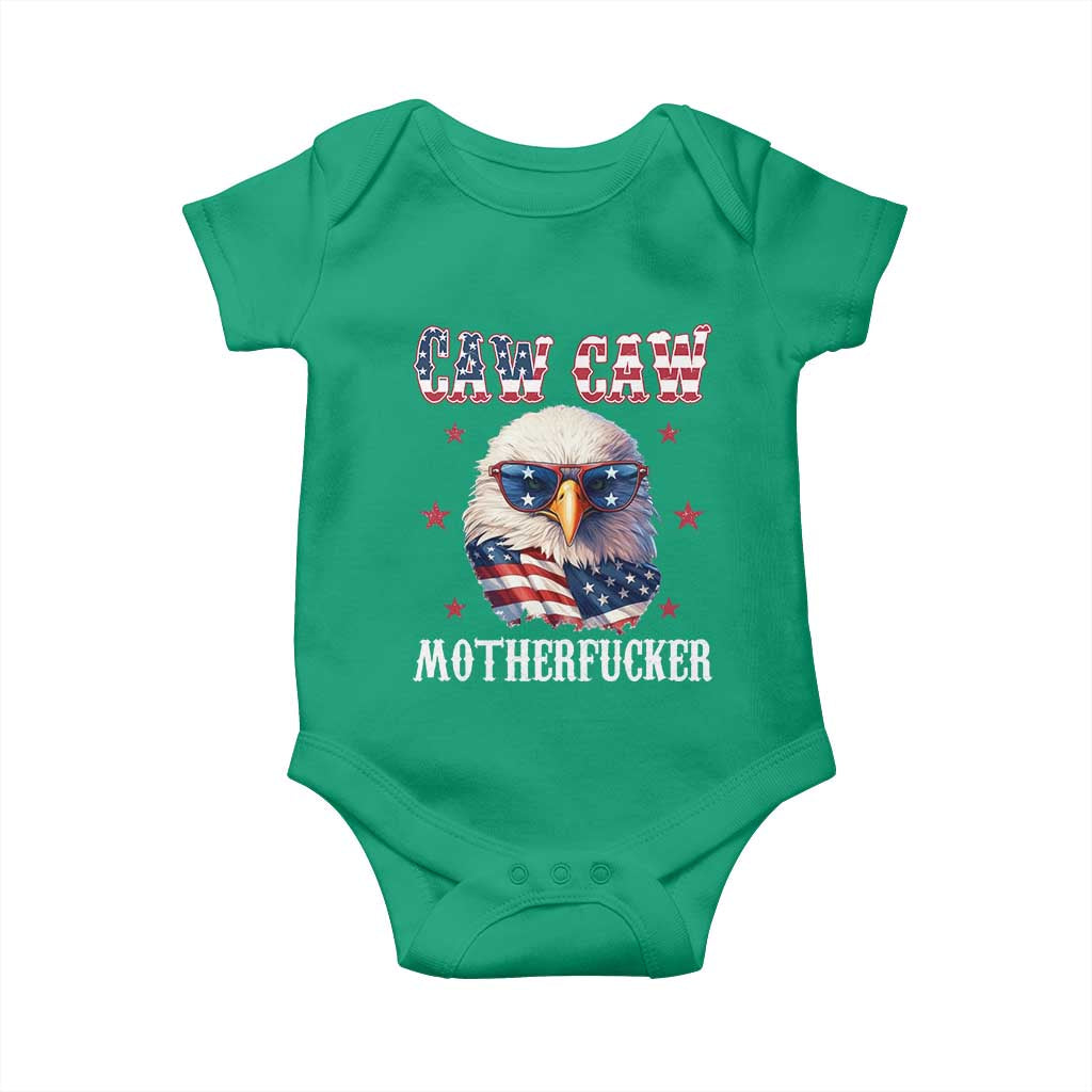 Bald Eagle Patriotic Baby Onesie Caw Caw Motherfucker American Flag - Wonder Print Shop