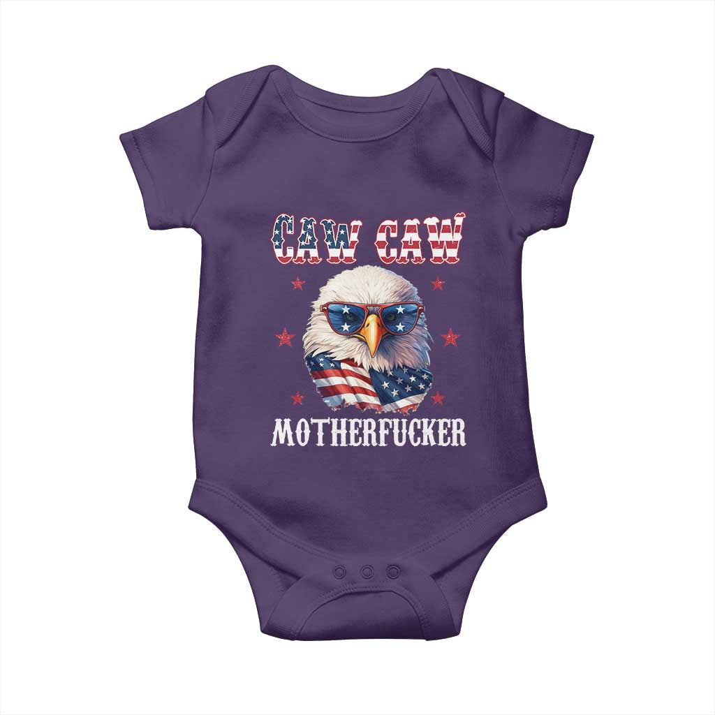 Bald Eagle Patriotic Baby Onesie Caw Caw Motherfucker American Flag - Wonder Print Shop