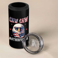 Bald Eagle Patriotic 4 in 1 Can Cooler Tumbler Caw Caw Motherfucker American Flag - Wonder Print Shop