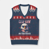 Bald Eagle Patriotic V-Neck Knit Sweater Vest Caw Caw Motherfucker American Flag - Wonder Print Shop