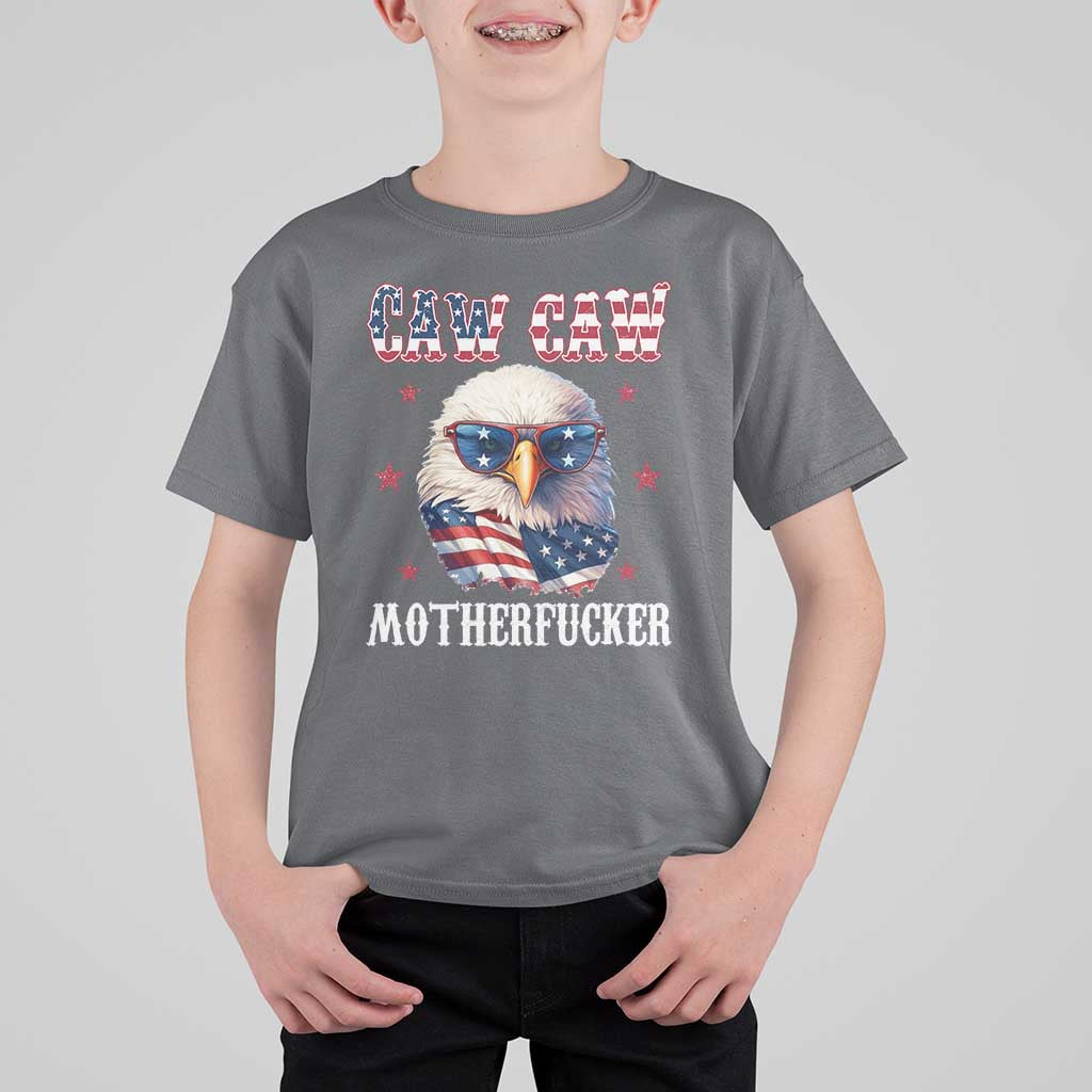 Bald Eagle Patriotic T Shirt For Kid Caw Caw Motherfucker American Flag - Wonder Print Shop