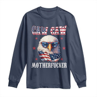 Bald Eagle Patriotic Long Sleeve Shirt Caw Caw Motherfucker American Flag - Wonder Print Shop