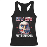 Bald Eagle Patriotic Racerback Tank Top Caw Caw Motherfucker American Flag - Wonder Print Shop