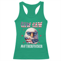 Bald Eagle Patriotic Racerback Tank Top Caw Caw Motherfucker American Flag - Wonder Print Shop
