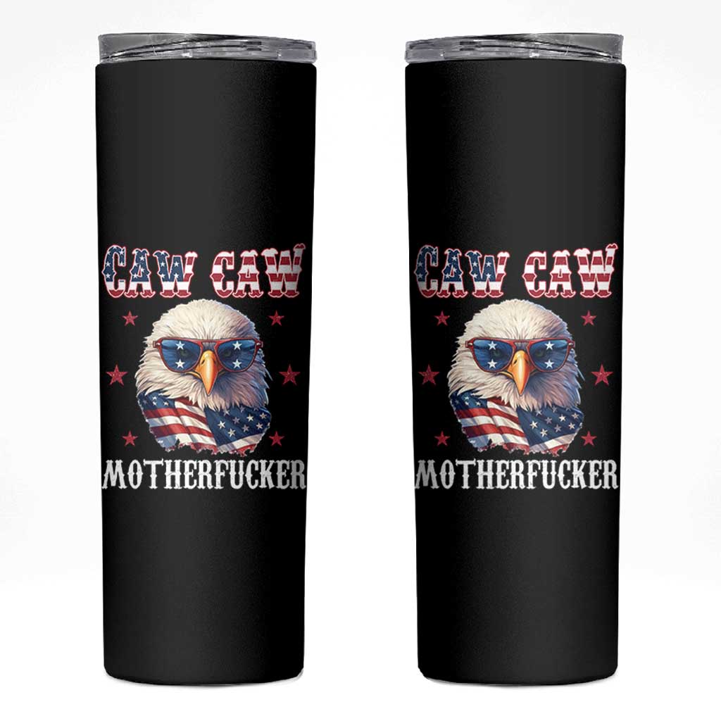 Bald Eagle Patriotic Skinny Tumbler Caw Caw Motherfucker American Flag - Wonder Print Shop
