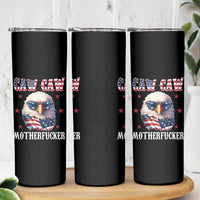 Bald Eagle Patriotic Skinny Tumbler Caw Caw Motherfucker American Flag - Wonder Print Shop