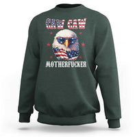 Bald Eagle Patriotic Sweatshirt Caw Caw Motherfucker American Flag - Wonder Print Shop