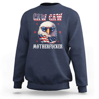 Bald Eagle Patriotic Sweatshirt Caw Caw Motherfucker American Flag - Wonder Print Shop
