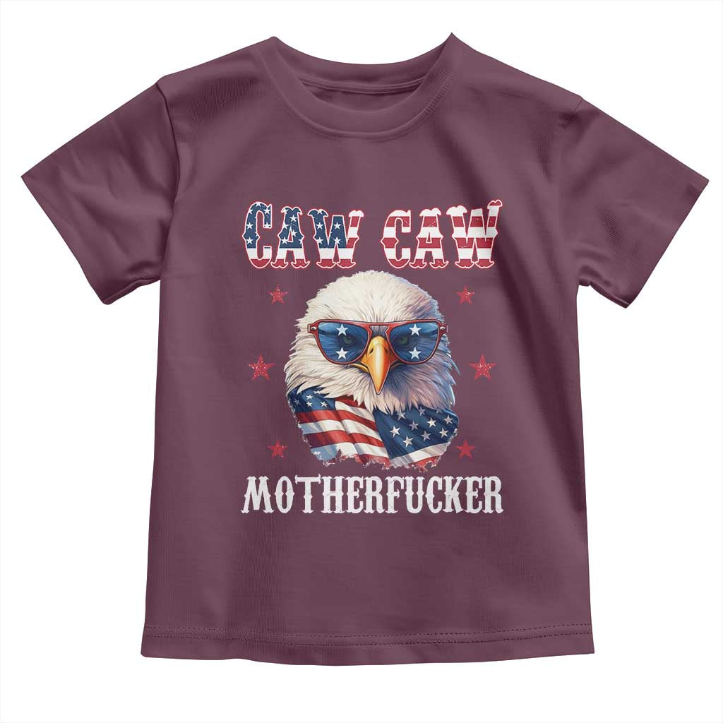 Bald Eagle Patriotic Toddler T Shirt Caw Caw Motherfucker American Flag - Wonder Print Shop