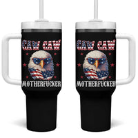 Bald Eagle Patriotic Tumbler With Handle Caw Caw Motherfucker American Flag - Wonder Print Shop