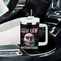 Bald Eagle Patriotic Tumbler With Handle Caw Caw Motherfucker American Flag - Wonder Print Shop