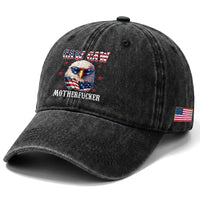 Bald Eagle Patriotic Washed Cotton Baseball Cap Caw Caw Motherfucker American Flag