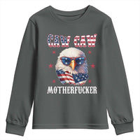 Bald Eagle Patriotic Youth Sweatshirt Caw Caw Motherfucker American Flag - Wonder Print Shop