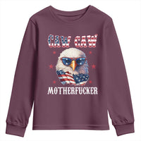 Bald Eagle Patriotic Youth Sweatshirt Caw Caw Motherfucker American Flag - Wonder Print Shop
